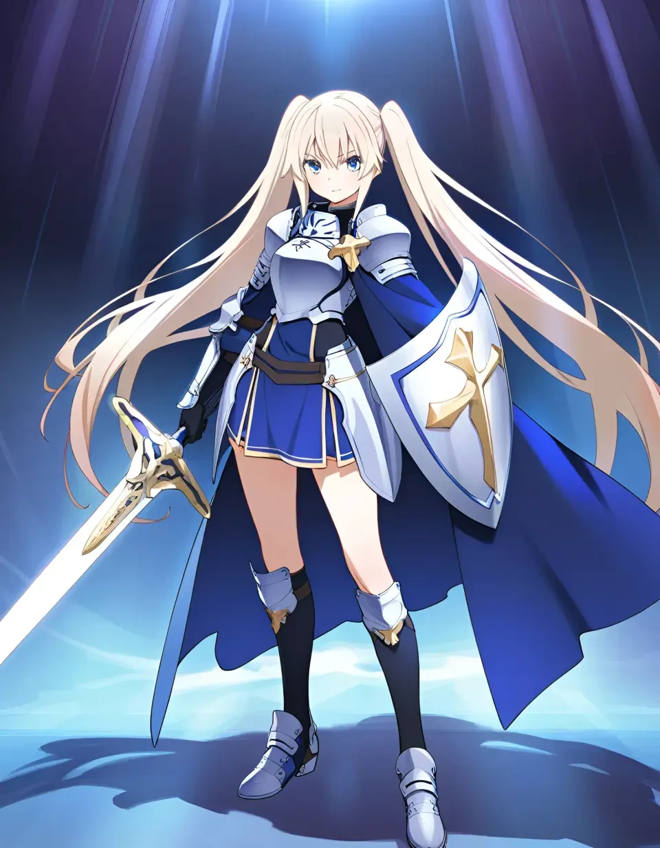 Knight character portrait generated from one written description