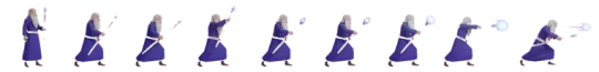 Mage — Incantation (low-poly, 8f)