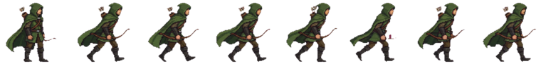 A walk cycle is a verb rendered frame by frame