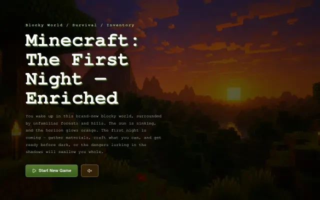 Gameplay — Minecraft: The First Night — Enriched title screen