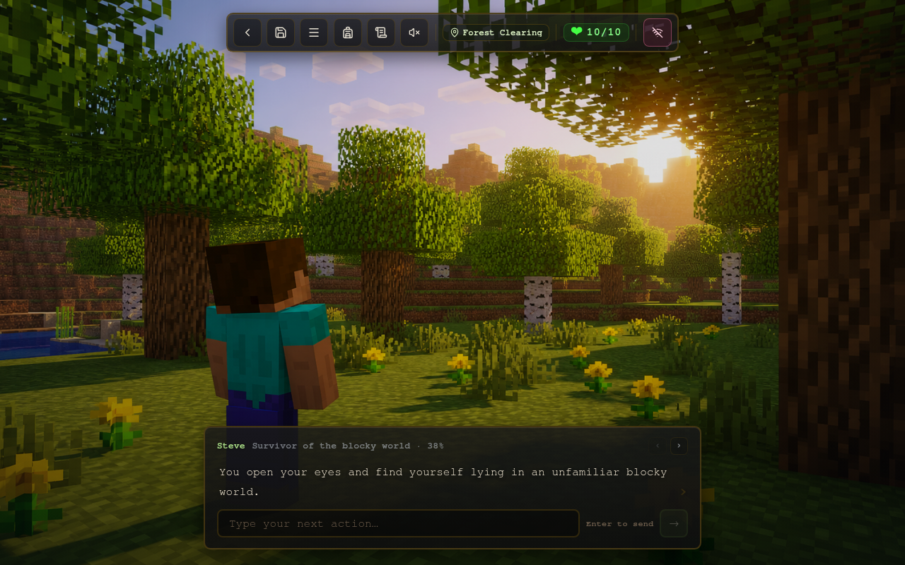 Gameplay — Steve erwacht auf der Waldlichtung