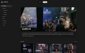 Neta Studio — la vue de l’univers AURELIS avec les dossiers matériaux et œuvres
