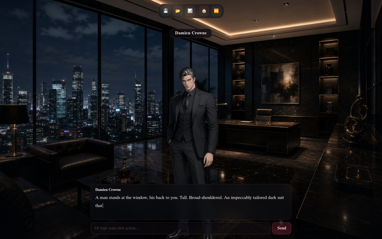 Gameplay — das erste Treffen mit Damien Crowne im Penthouse-Büro