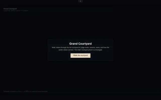 Grand Courtyard Layout Test gameplay — the title screen