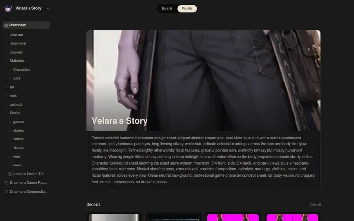 Neta Studio — Velara’s Story world overview
