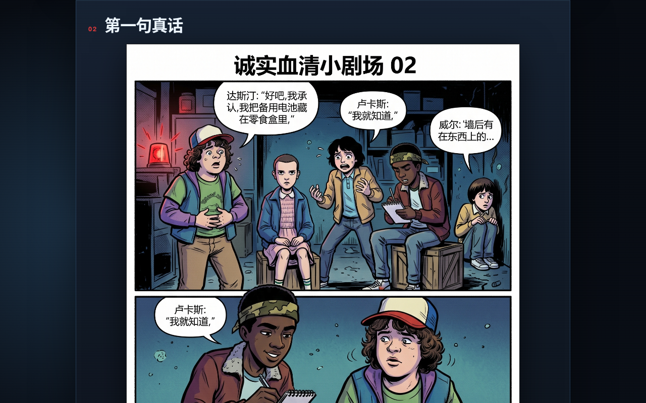 诚实血清小剧场 V2——第 02 页，第一句真话