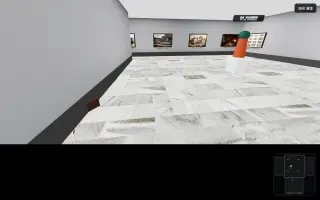 Gameplay réel — en s'approchant des tableaux le long du mur de la galerie