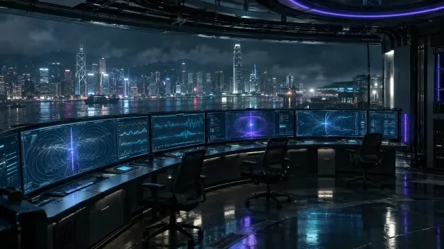 Arrière-plan de scène — salle de contrôle de télémétrie souterraine