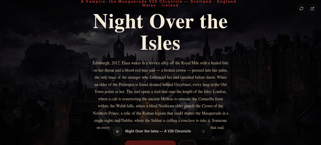 Night Over the Isles — la pantalla de título