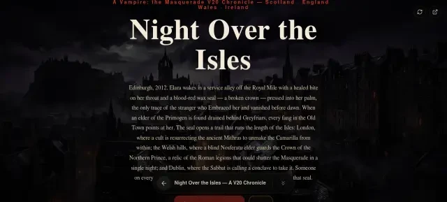 Night Over the Isles — a tela de título