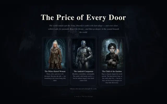 The Price of Every Door — title screen with character picker