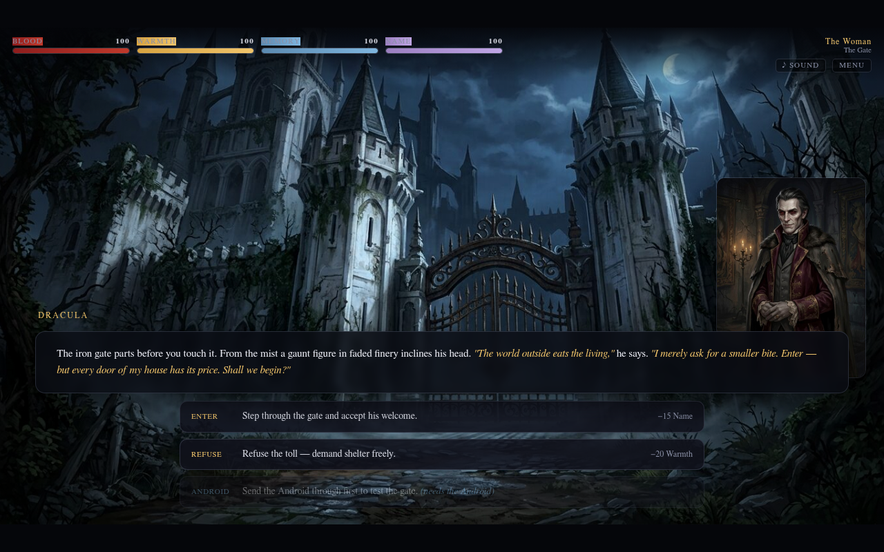 The Price of Every Door — Dracula at the gate, live gameplay