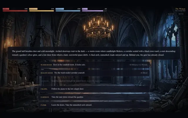 UI — The Grand Hall, branching door choices