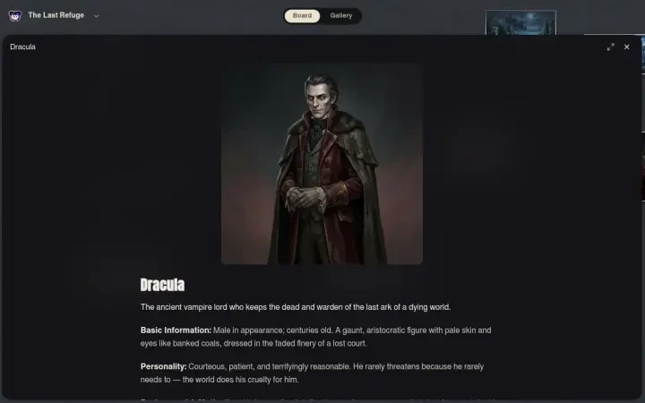 Neta Studio — Dracula character detail in The Last Refuge studio