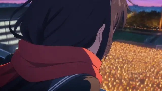 Vídeo real — Aoi en la barandilla sobre el campo de faroles (02)