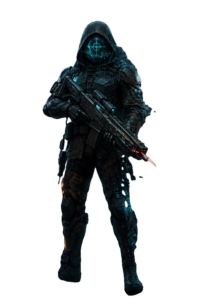 Soldat mit versiegeltem Visier – transparentes Sprite