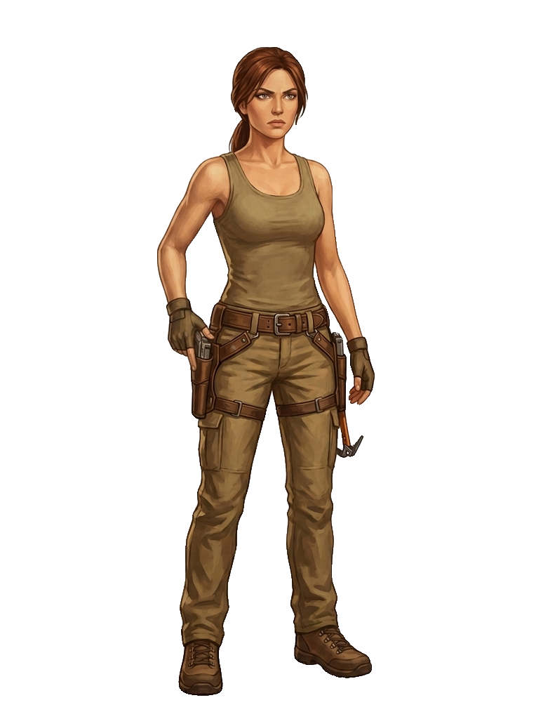 Lara Croft tense transparent sprite