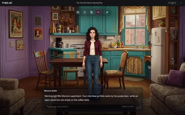 Gameplay — die Eröffnungsszene in Monicas Wohnung