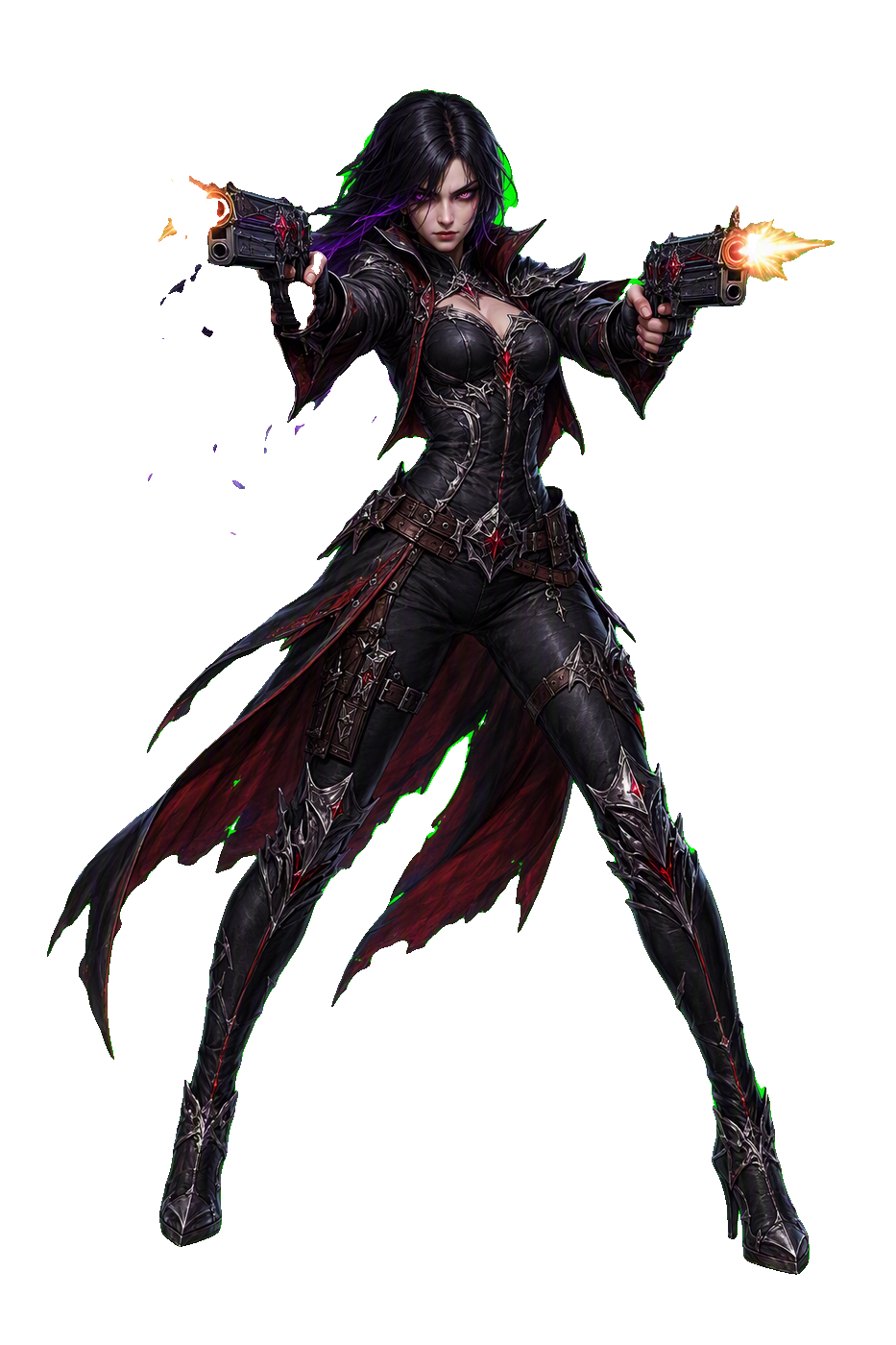 Sprite de la pose de disparo con doble pistola de la Umbra Witch (transparente)