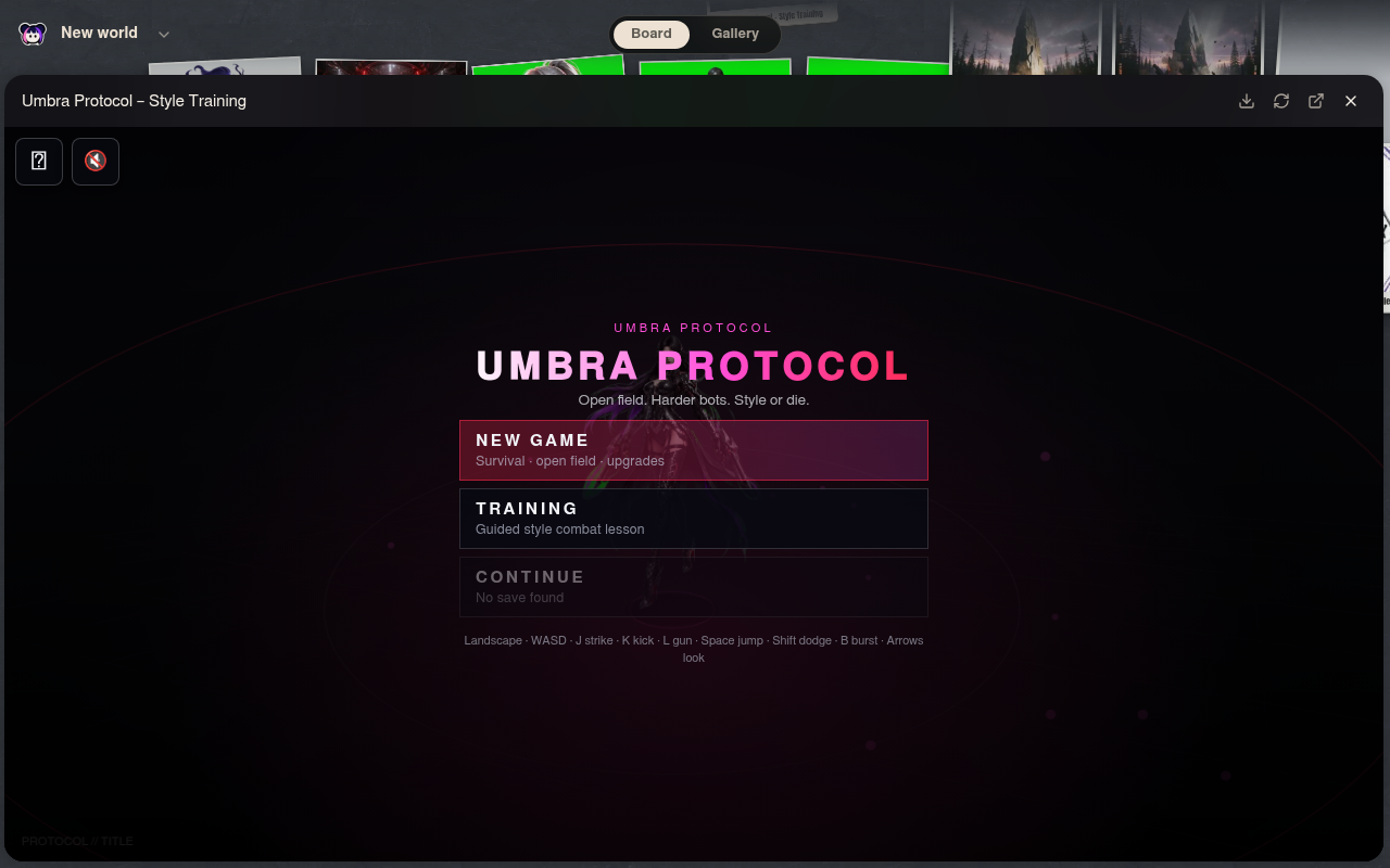Neta Studio — el detalle del trabajo del juego Umbra Protocol con vista previa en vivo