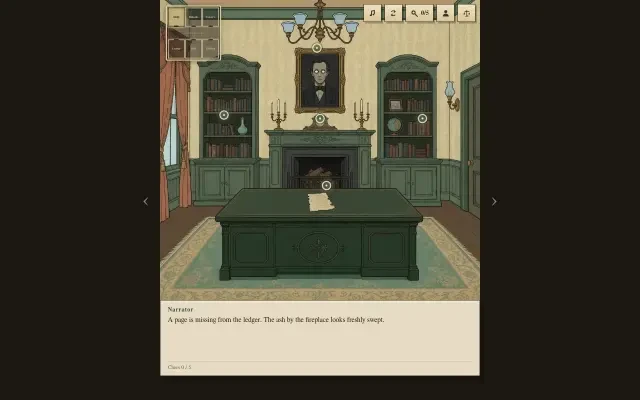 Verdigris Manor — searching the Study in the live web app