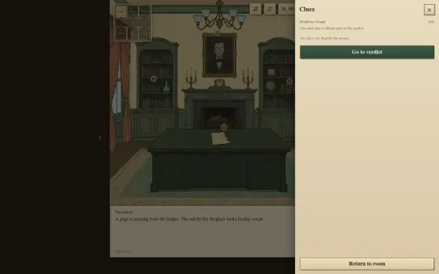 UI — the clue case book in Verdigris Manor