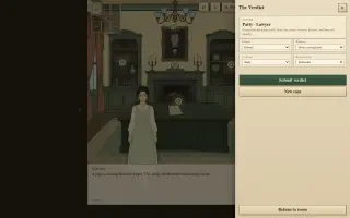 Interfaz — el formulario de veredicto de Verdigris Manor