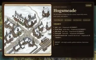 Interfaz — tarjeta de ubicación de Hogsmeade
