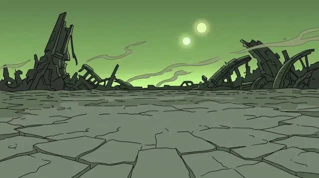 Fondo de escena — una dimensión alienígena desolada