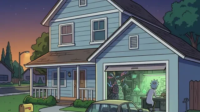 Fondo de escena — el exterior de la casa de los Smith