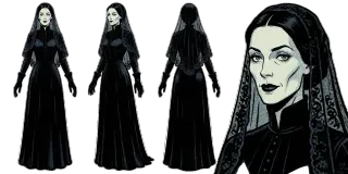 Transparentes Sprite der Frau in Schwarz