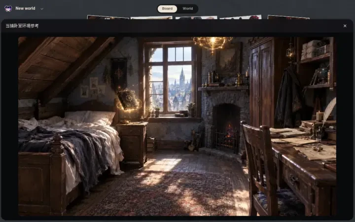 Neta Studio — référence d'environnement de la chambre mansardée ouverte dans le tableau du monde