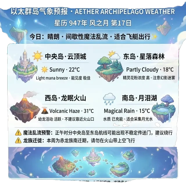 Cutout — transparent PNG of the Aether Archipelago weather poster