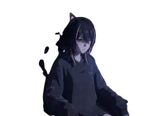 深夜の配信者 — 透過スプライト（セルシェード）