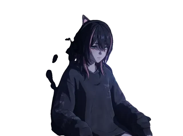 深夜の配信者 — 透過スプライト（セルシェード）