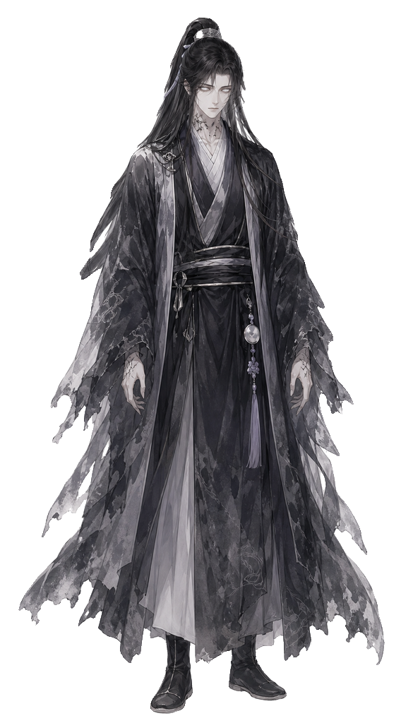 白い瞳の青白い影のスプライト（透過PNG）