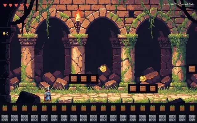 alphaa knight running through the ruins