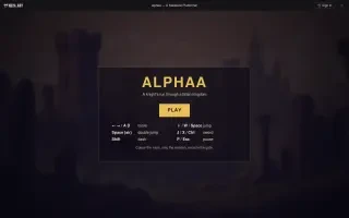 заглавный экран alphaa с кнопкой «Играть» и управлением
