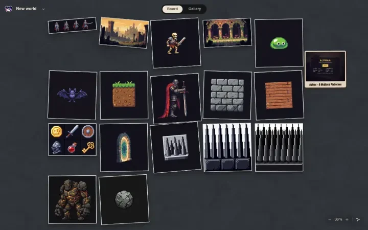 Neta Studio — alphaa world board with every asset card