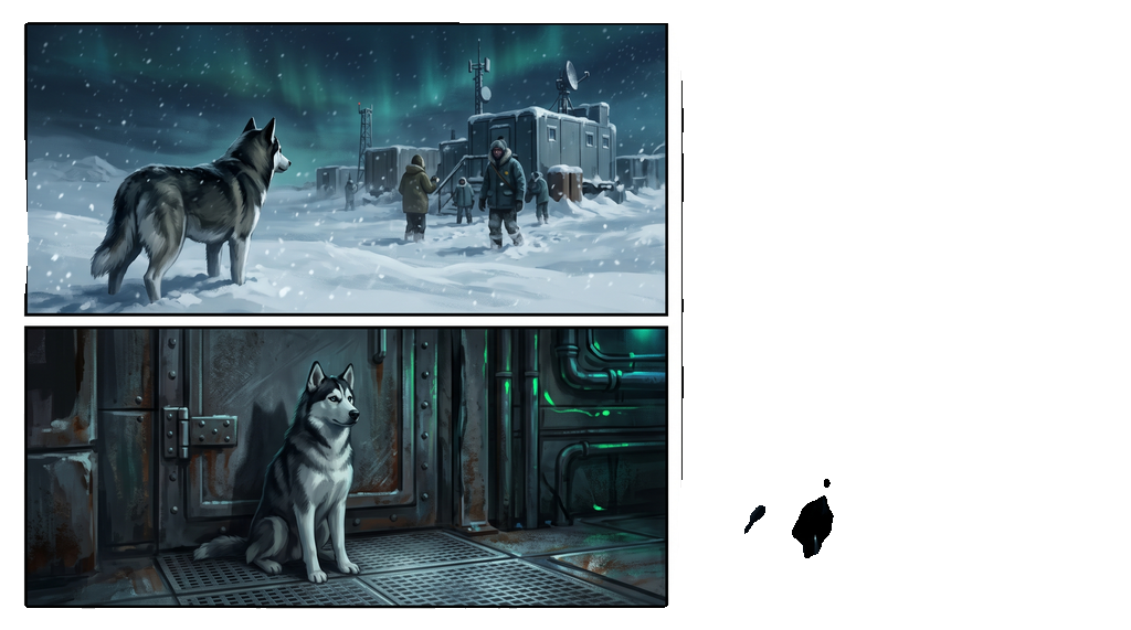 Der Husky — transparentes Sprite aus dem Comic