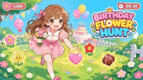 Birthday Flower Hunt — A 30-Second Cel-Shaded Anime Birthday-Garden Game
