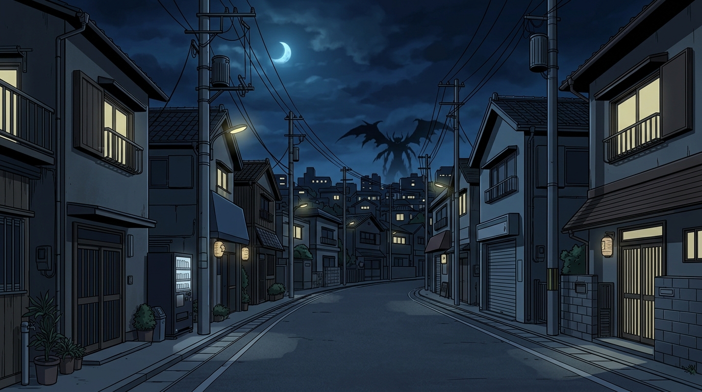 Karakura Town night — scene background