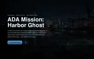 Gameplay — the title screen at night Yokohama Harbor