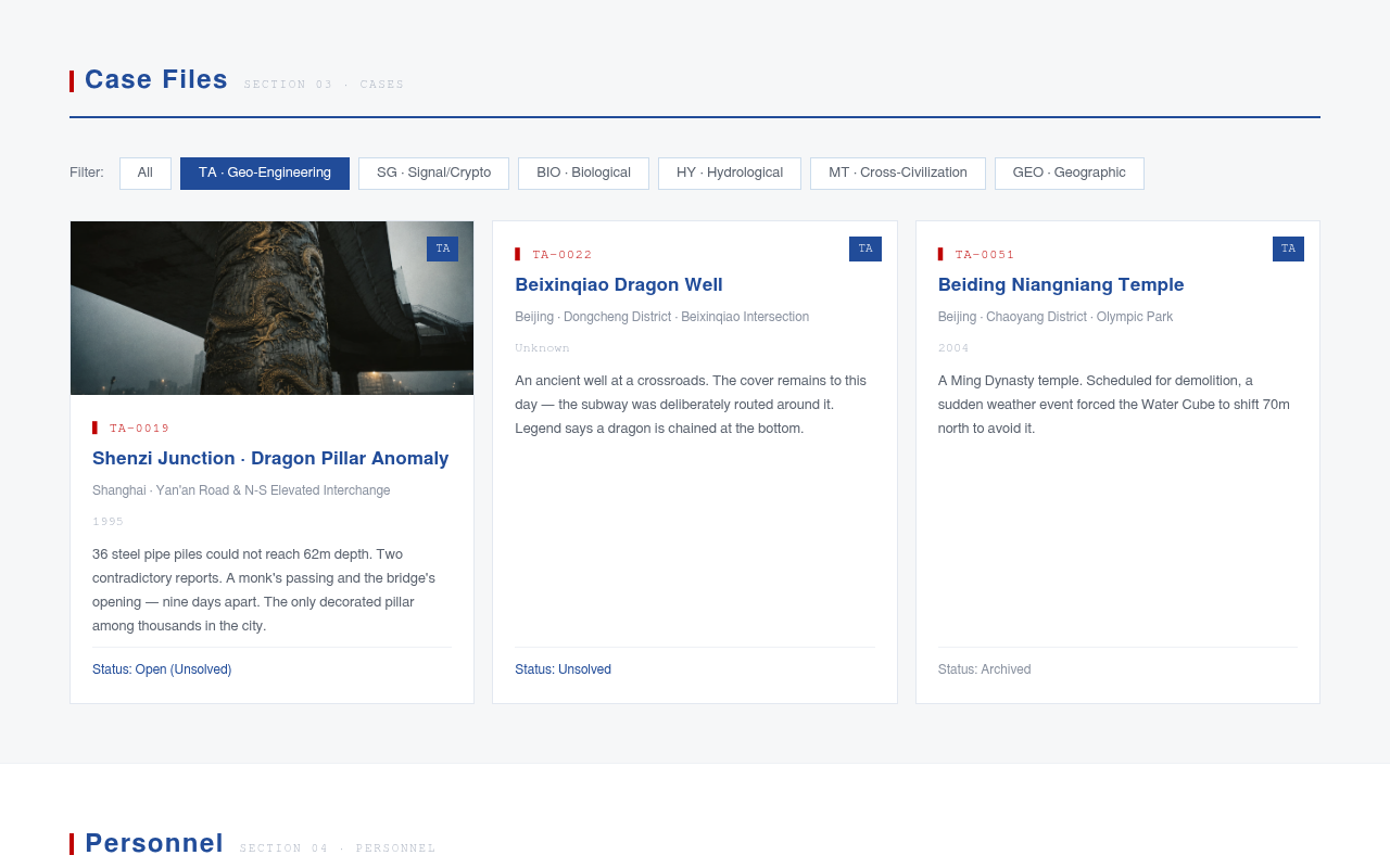 UI — case files filtered to TA