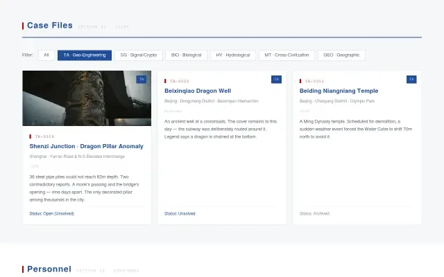 UI — case files filtered to TA