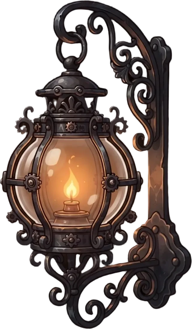 Sprite der schmiedeeisernen Wandlampe (transparentes PNG)