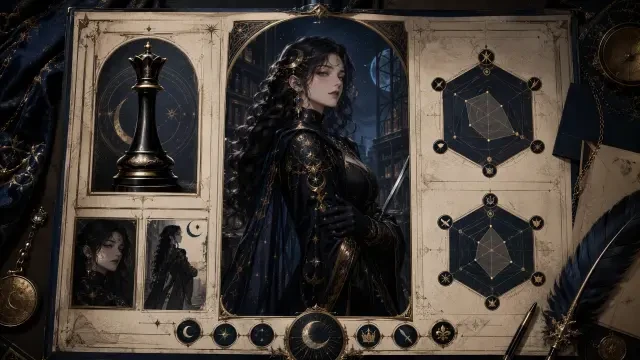 Charakterprofilkarte — Evelyn Nocturne, die Mondarchivarin
