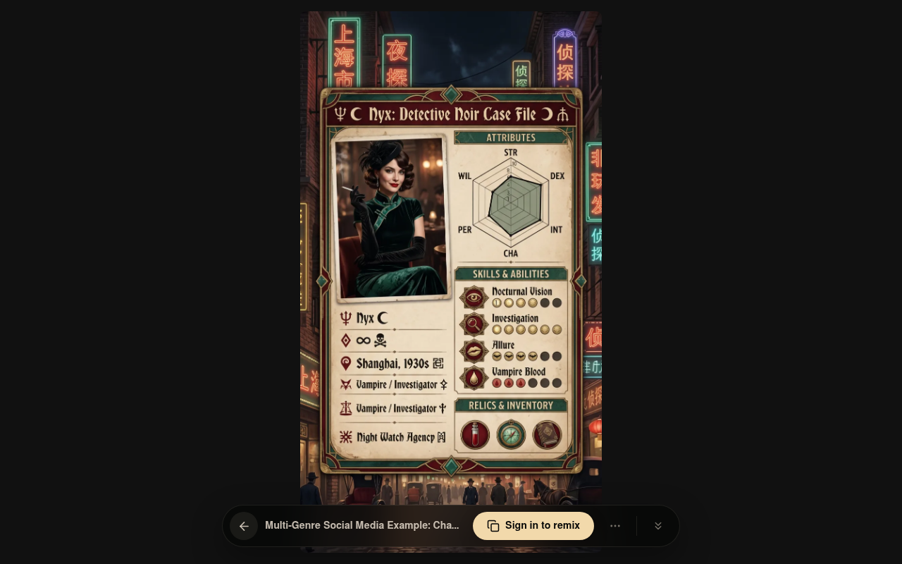 Live viewer — Character Profile Card on neta.art