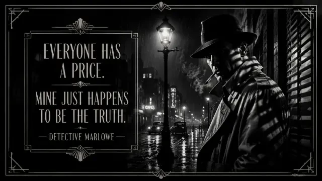 Zitatkarte — Detektiv Marlowe, der Noir-Detektiv