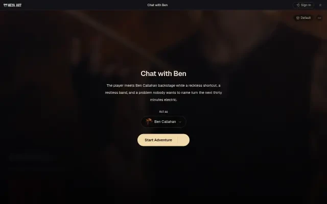 Chat with Ben — the live roleplay start screen